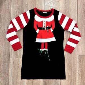 Youth Tunic Ugly Christmas Red & Black 3D Embroidery Funny Sweater Pullover XL